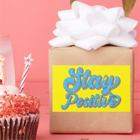 ステイ前向き70のタイポグラフィレトロデザイン 長方形シール (パーティー)