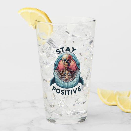 ステイ前向き – スケルトンとクジラ タンブラーグラス (アイス正面)
