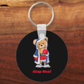 ステイ実在クールボクシングベアイラストレーショングラフィックDe キーホルダー (正面)