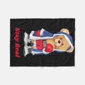 ステイ実在クールボクシングベアイラストレーショングラフィックDe フリースブランケット (正面(横))