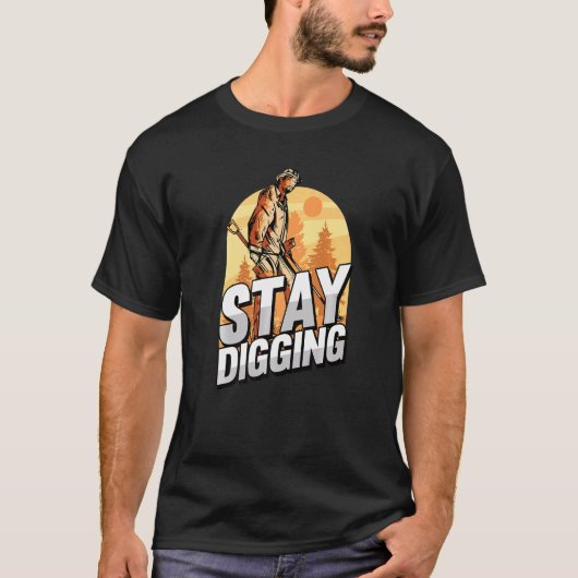 ステイ掘り金ゴールド銀玉鉱物Prospe Tシャツ (正面)
