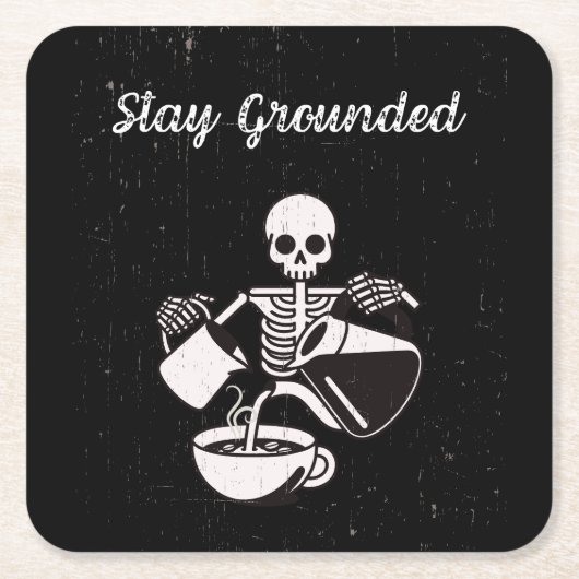 ステイ接地スケルトン作成コーヒー紙コースター スクエアペーパーコースター (正面)