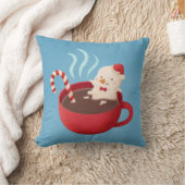 ステイ暖かい雪だるまインホットココアクリスマスズルームデコール クッション (ブランケット)