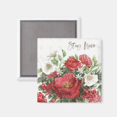 ステイ暖かい – ホリデーフラワーズ マグネット (正面/裏面)