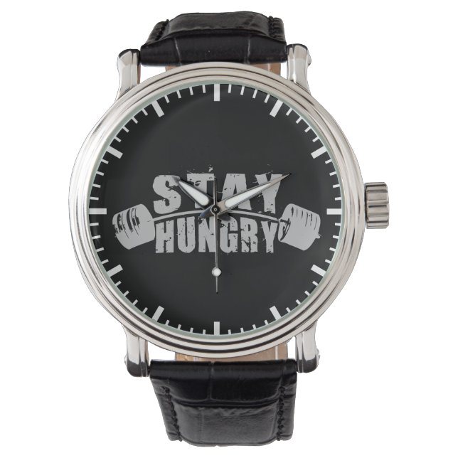 ステイ空腹 – ボディビルトレーニング やる気を起こさせる 腕時計 (正面)
