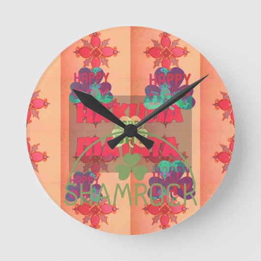 ステイ賛美ハッピーセントパトリックの日ハクナマタタ ラウンド壁時計 (正面)