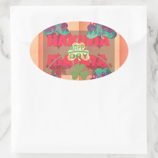 ステイ賛美ハッピーセントパトリックの日ハクナマタタ 楕円形シール (バッグ)