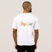 ステイ金ゴールド数々の – カラー感動的タイポグラフィ Tシャツ (裏面フル)