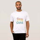 ステイ金ゴールド数々の – カラー感動的タイポグラフィ Tシャツ (正面フル)