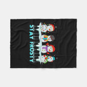 ステイ霜の降りたおもしろいクリスマスクール雪だるま女性キッズ フリースブランケット (正面(横))