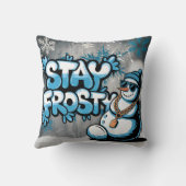 ステイ霜の降りたクール雪だるまウィンタービベス クッション (裏面)
