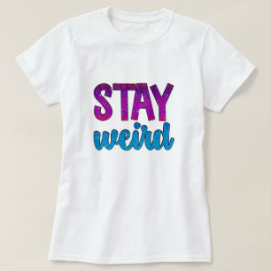 ステイ風変わりシンプルグリッター文字 Tシャツ