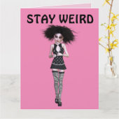 ステイ風変わりフレンズゴシックガール誕生日カード カード (黄色い花)