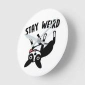 ステイ風変わりボストおもしろいンテリアドッグ ラウンド壁時計 (傾斜)