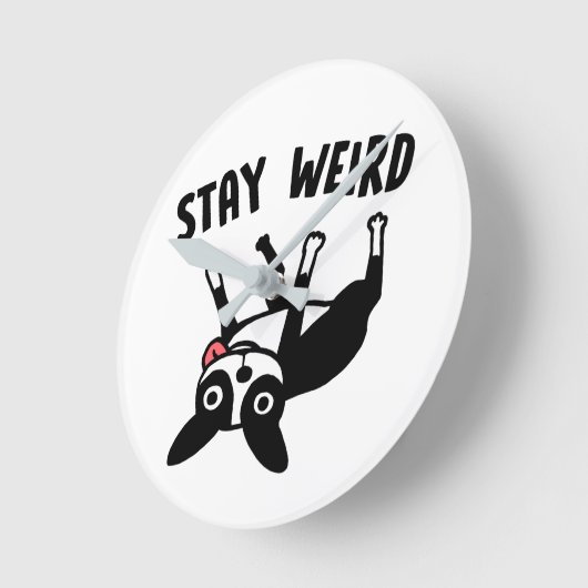 ステイ風変わりボストおもしろいンテリアドッグ ラウンド壁時計 (傾斜)