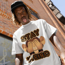ステイ風変わりモンキー笑わされるコメディ男性のTシャツ