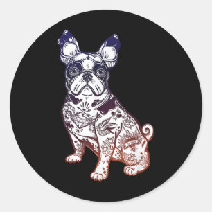 ステイ風変わり-ヴィンテージフランスのブルドッグTattoo Pet Lov ラウンドシール