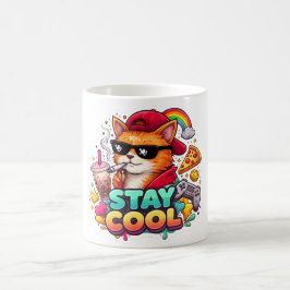 ステイ クール ヴァイブス - チルキャット ストリートウェア コーヒーマグカップ