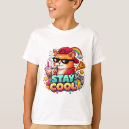 ステイ クール ヴァイブス - チルキャット ストリートウェア Tシャツ