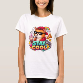 ステイ クール ヴァイブス - チルキャット ストリートウェア Tシャツ