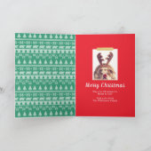 ステイ・コージー |ブルドッグフランスのトナカイのクリスマス シーズンカード (内部)
