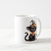 ステイ・スプーキー - 魔法使いの帽子をかぶった猫 コーヒーマグカップ (正面右)