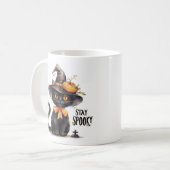 ステイ・スプーキー - 魔法使いの帽子をかぶった猫 コーヒーマグカップ (正面左)