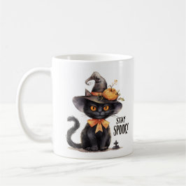ステイ・スプーキー - 魔法使いの帽子をかぶった猫 コーヒーマグカップ