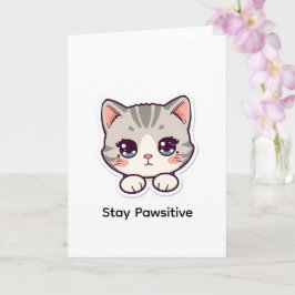 ステイ パウズィティブ | かわいい キャット パーソナライズド カード
