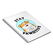ステイ パウズィティブ 面白い ほほえむ 犬のぷん ノートブック (右側)