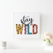 ステイ・ワイルド スクエア壁時計 (ホーム)