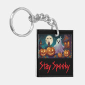 ステイ、不気味ハロウィーン幽霊とカボチャ キーホルダー (正面左)