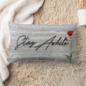 ステイAway引用文と赤ポピー ランバークッション (ブランケット)