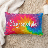 ステイAway文字サイケデリックオンタイダイ ランバークッション (ブランケット)