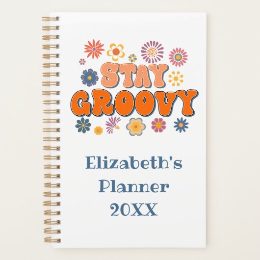 ステイGroovyフラワーパワーレトロ年 プランナー手帳 (正面)