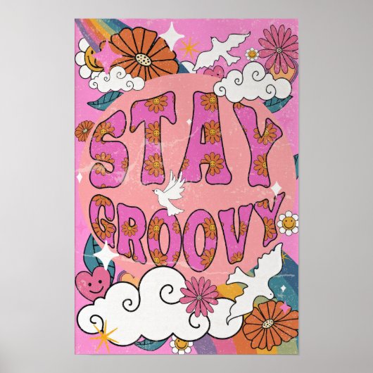 ステイGroovyレトロポスター、ヴィンテージホームデコール ポスター (正面)