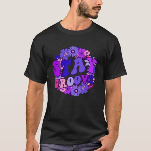 ステイGroovy 70sヒッピースタイルラブピースグルーヴィ Tシャツ (正面)