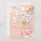 ステイGroovy Hippie 70のレトロ1st誕生日 招待状 (正面)