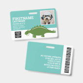 ステガサウルス小児科気に医の日従業員写真 バッジ (正面＆裏面)