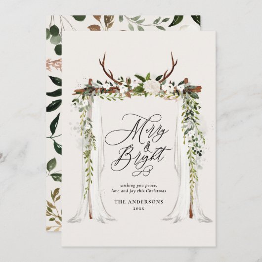 ステグ素朴フォトメリーと明るいシックなクリスマ セーブザデート (正面/裏面)