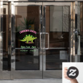 ステゴサウルスおもしろいの恐竜の漫画 ウィンドウサイン (オフィスドア)