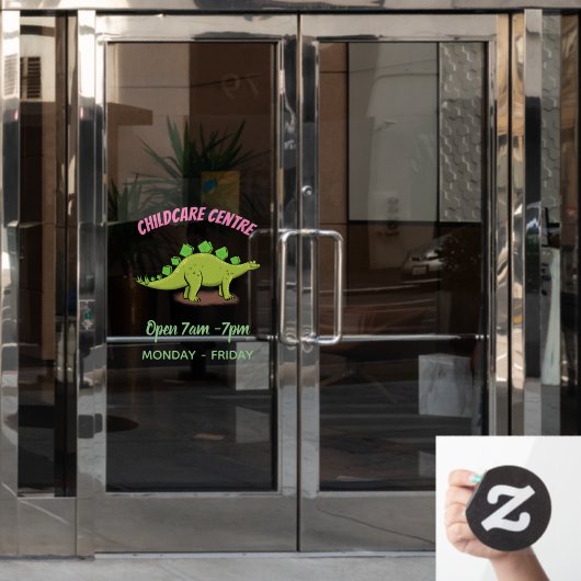 ステゴサウルスおもしろいの恐竜の漫画 ウィンドウサイン (オフィスドア)