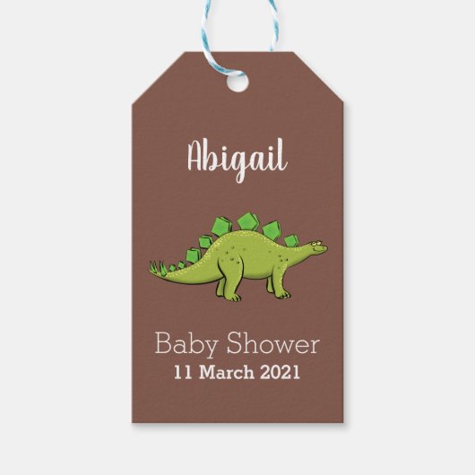 ステゴサウルスおもしろいの恐竜の漫画 ギフトタグ (正面)