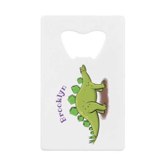 ステゴサウルスおもしろいの恐竜の漫画 クレジットカード栓抜き (正面)