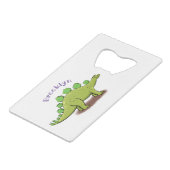 ステゴサウルスおもしろいの恐竜の漫画 クレジットカード栓抜き (裏面アングル)