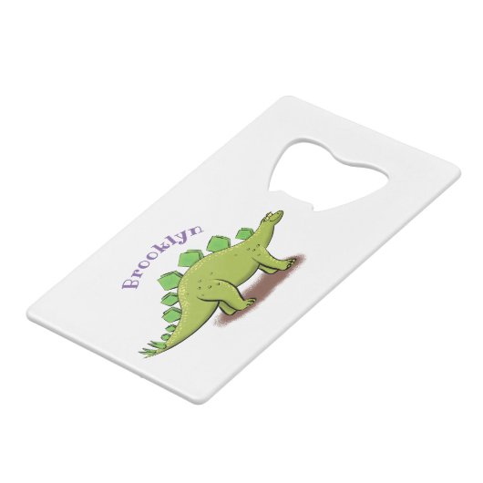 ステゴサウルスおもしろいの恐竜の漫画 クレジットカード栓抜き (裏面アングル)