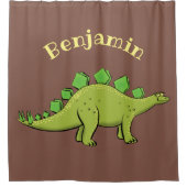 ステゴサウルスおもしろいの恐竜の漫画 シャワーカーテン (正面)