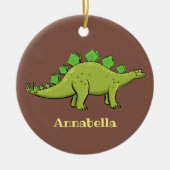 ステゴサウルスおもしろいの恐竜の漫画 セラミックオーナメント (正面)