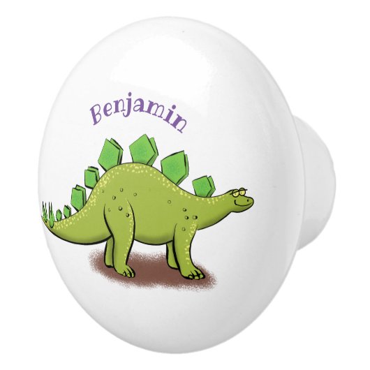 ステゴサウルスおもしろいの恐竜の漫画 セラミックノブ (右)