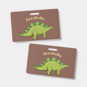 ステゴサウルスおもしろいの恐竜の漫画 バッジ (正面＆裏面)